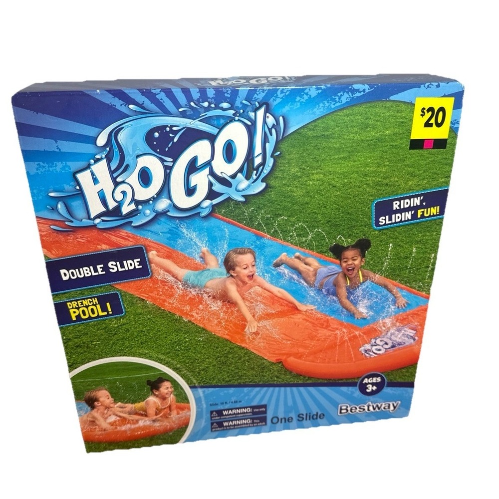 Bestway H2O GO! 16 ft Triple Lane Water Slide with Drench Pool Age 3+ NEW SEALED